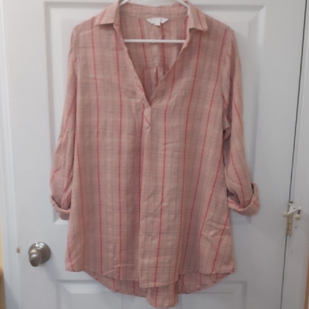 Maternity Pink Plaid Top